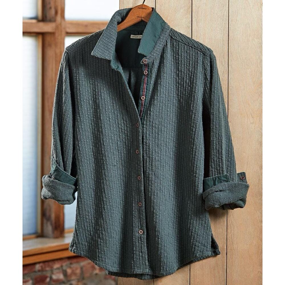 Carbon2Cobalt Creekside Textured Knit Button Front Shirt Women’s XL